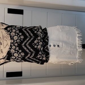 White Jean Skirt & Patterned Cami Top Set